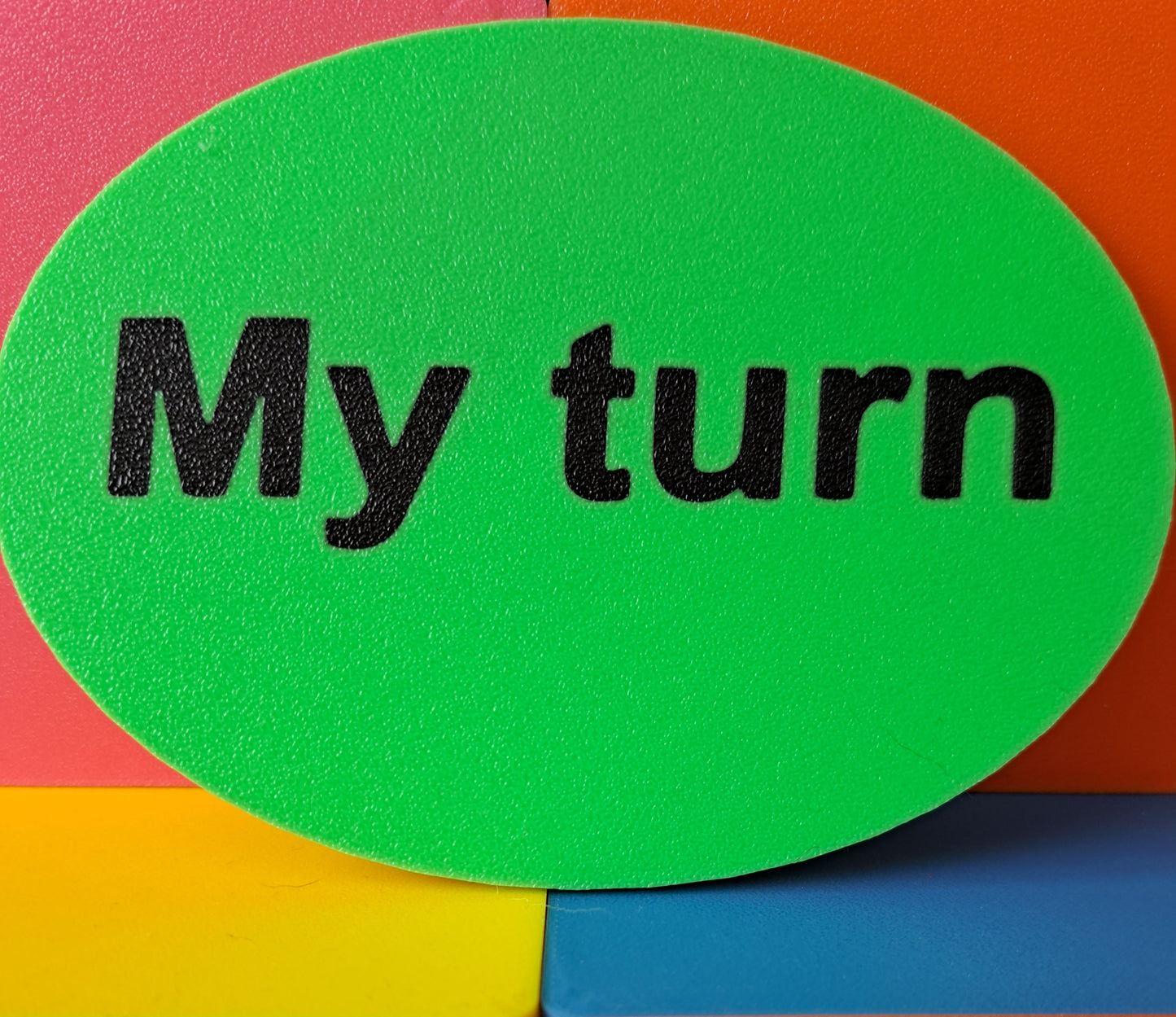 13cm 'Wait' and 'My Turn' social skills signs/cards for teaching children patience, turn-taking, and boundaries. Durable, child-friendly educational tools for autism, ADHD, and social behavior development.