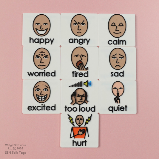 Build Your Own: Emotions & Behaviours – Talk Tags Tiles (Featuring Licensed Widgit® Symbols)