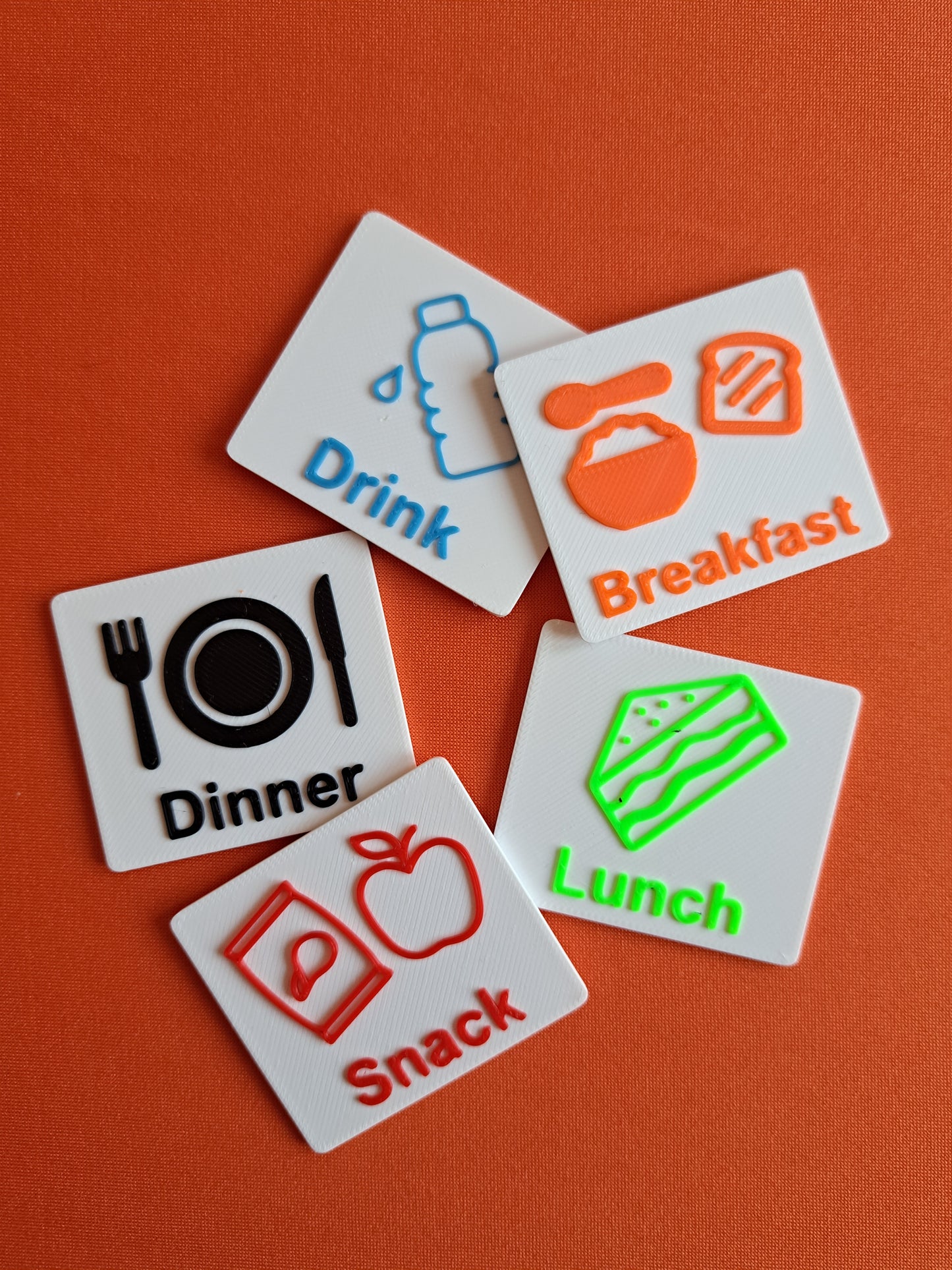 Food and mealtime visual tags for children with autism or communication needs.