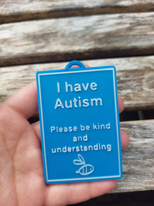 Clearance – Blue & Pearl White 'I have Autism' Bee Tag (Discontinued Colour)