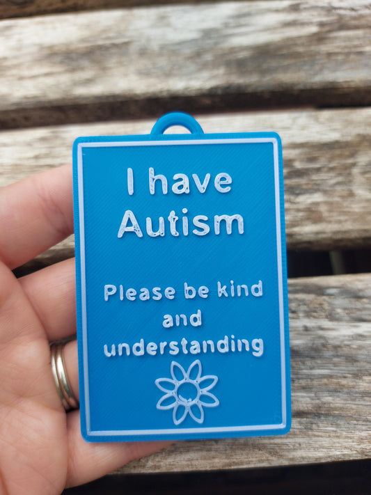 Clearance – Blue & Pearl White 'I have Autism' Flower Tag (Discontinued Colour)