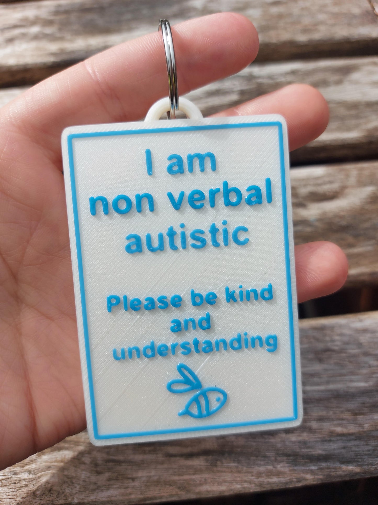 Clearance – Pearl White 'I am non verbal' Bee Tag (Discontinued Colour)