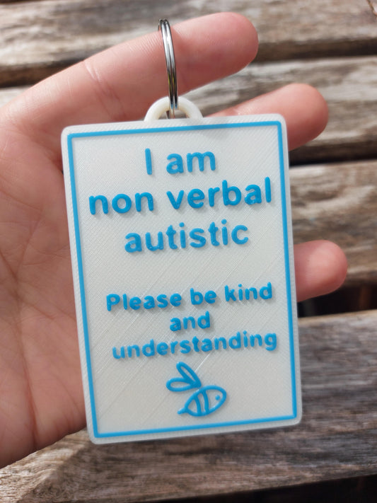 Clearance – Pearl White 'I am non verbal' Bee Tag (Discontinued Colour)
