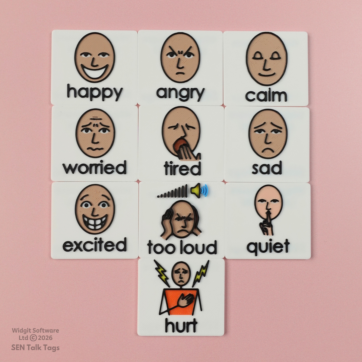 Build Your Own: Emotions & Behaviours – Talk Tags Tiles (Featuring Licensed Widgit® Symbols)