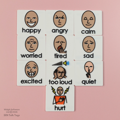 Build Your Own: Emotions & Behaviours – Talk Tags Tiles (Featuring Licensed Widgit® Symbols)