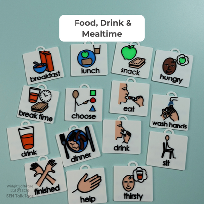 Build Your Own: Food, Drink & Mealtimes – Talk Tags Lanyard (Featuring Licensed Widgit® Symbols)