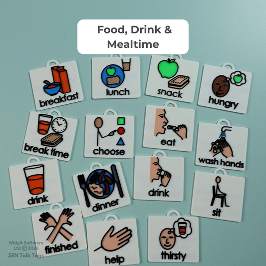 Build Your Own: Food, Drink & Mealtimes – Talk Tags Lanyard (Featuring Licensed Widgit® Symbols)
