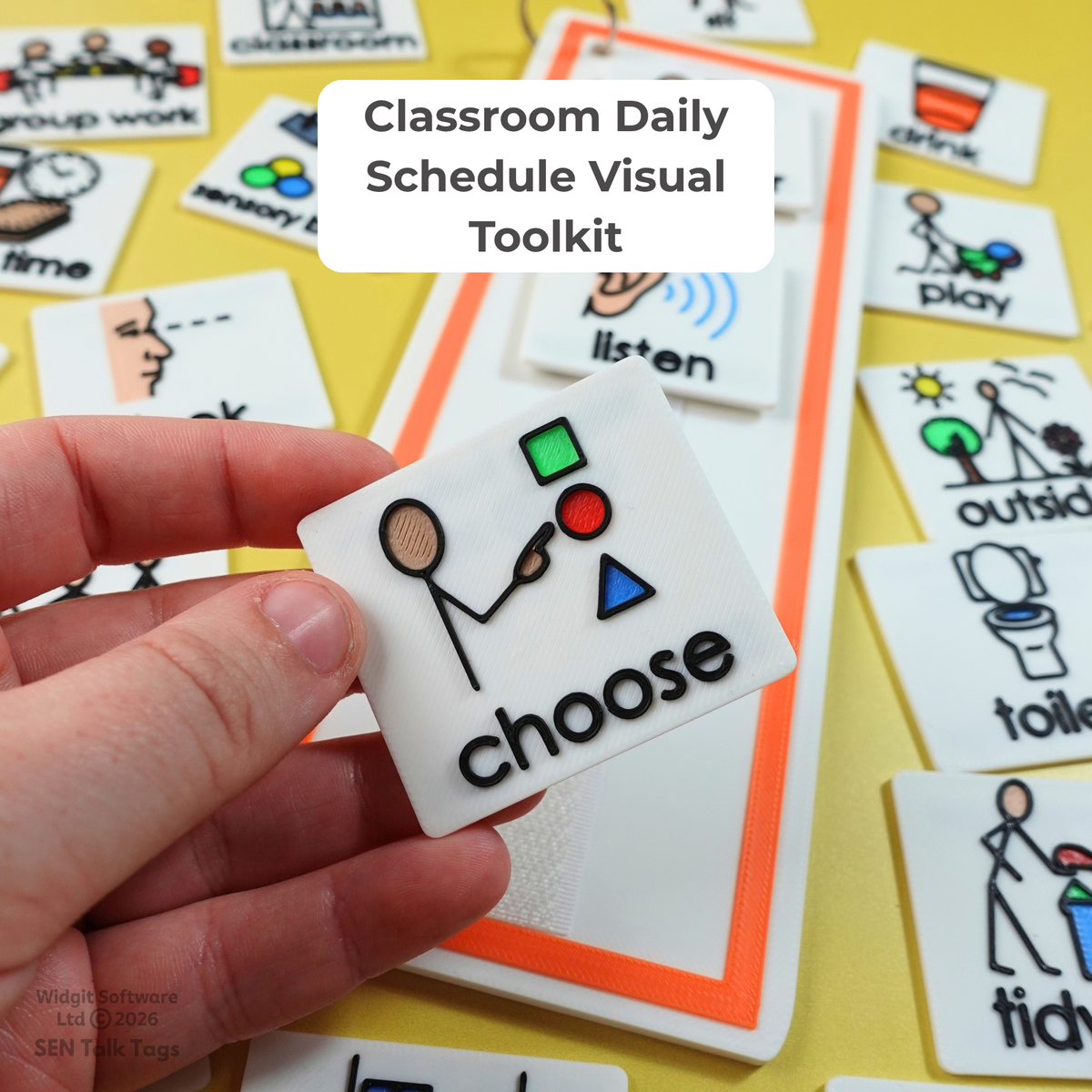 Classroom Daily Schedule Visual Toolkit – Board + 25 Tiles + Wallet (Featuring Licensed Widgit® Symbols)