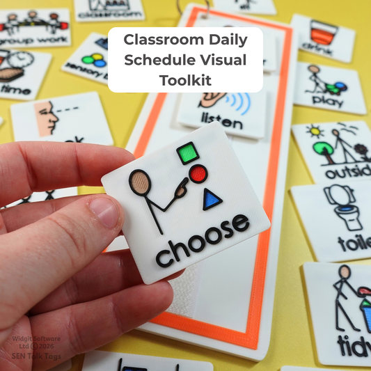 Classroom Daily Schedule Visual Toolkit – Board + 25 Tiles + Wallet (Featuring Licensed Widgit® Symbols)