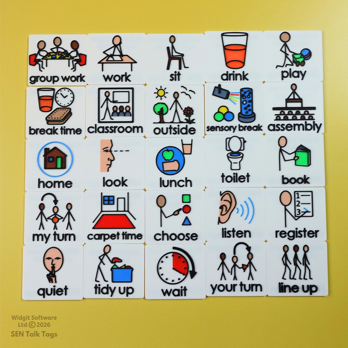 Classroom Daily Schedule Visual Toolkit – Board + 25 Tiles + Wallet (Featuring Licensed Widgit® Symbols)
