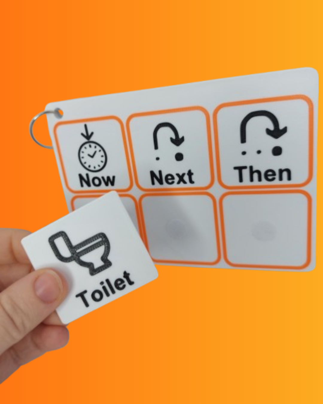 Communication board for Now Next and Then understanding with compatabel Velcro communication Cards