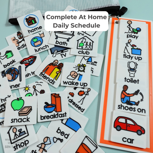 Complete At Home Daily Schedule Toolkit – Board + 30 Tiles + Wallet (Featuring Licensed Widgit® Symbols)