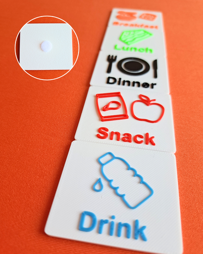 Food and mealtime visual tags for children with autism or communication needs.