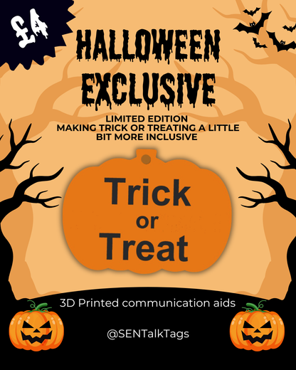 Limited Edition Halloween Communication Tag – “Trick or Treat” (Pumpkin Design)