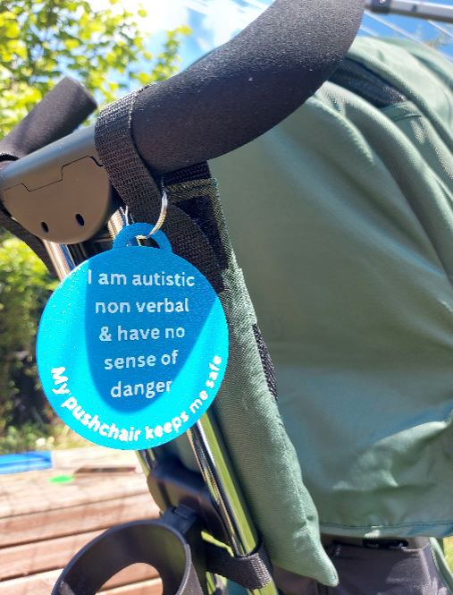 Custom Large Double-Sided Wheelchair Tag – Autism Awareness & Support Communication Tag