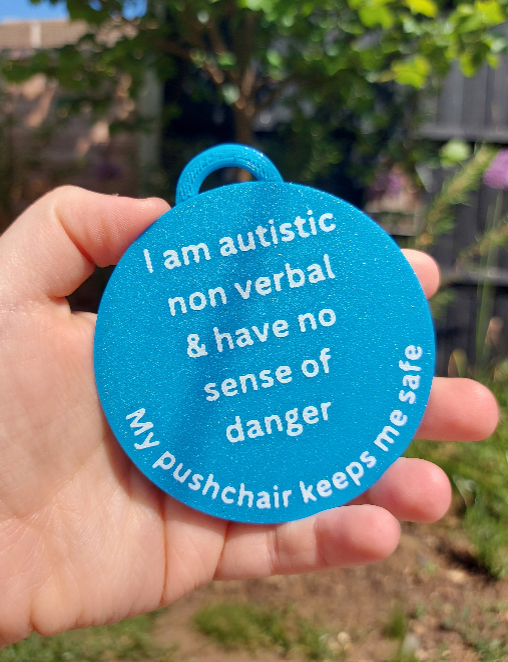 Custom Large Double-Sided Wheelchair Tag – Autism Awareness & Support Communication Tag